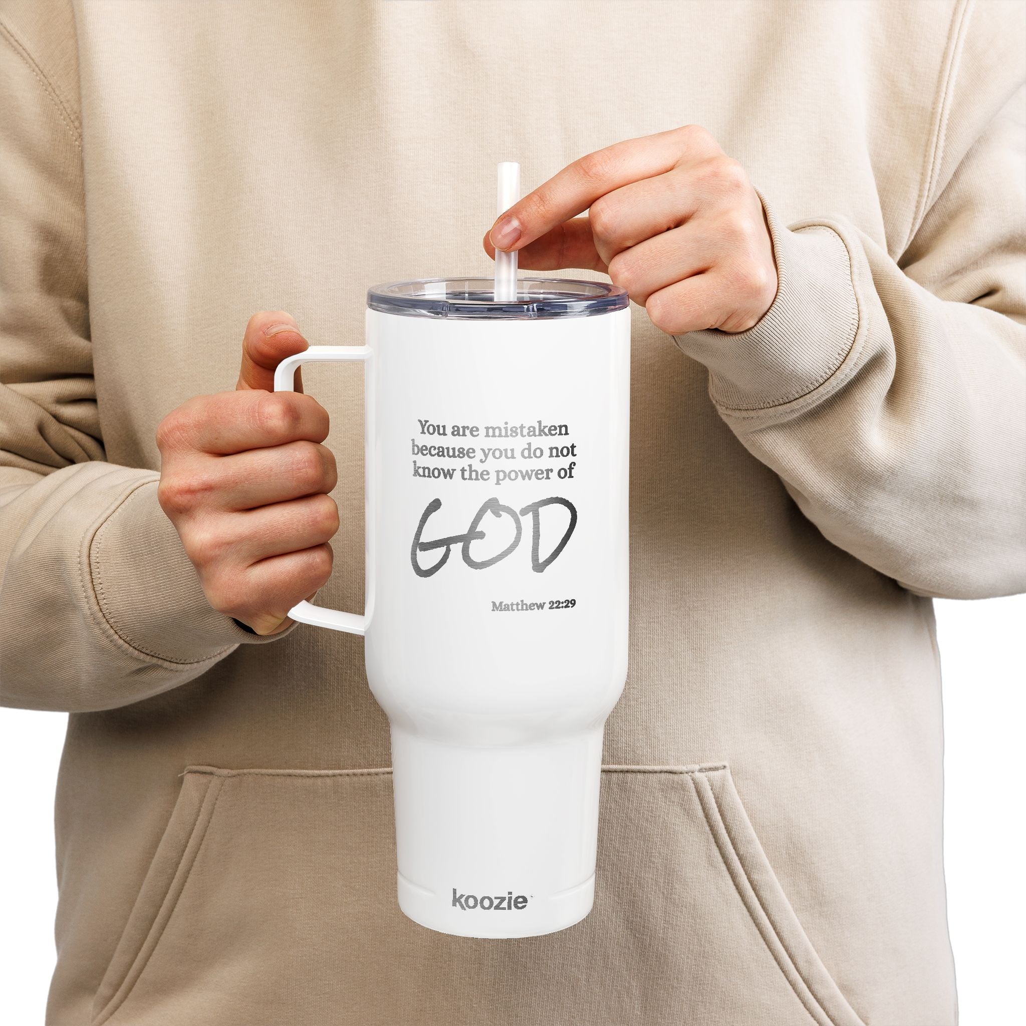 Bible Quote 40oz Engraved Insulated Tumbler with Lid — "You Are Mistaken...God" Inspirational Travel Mug