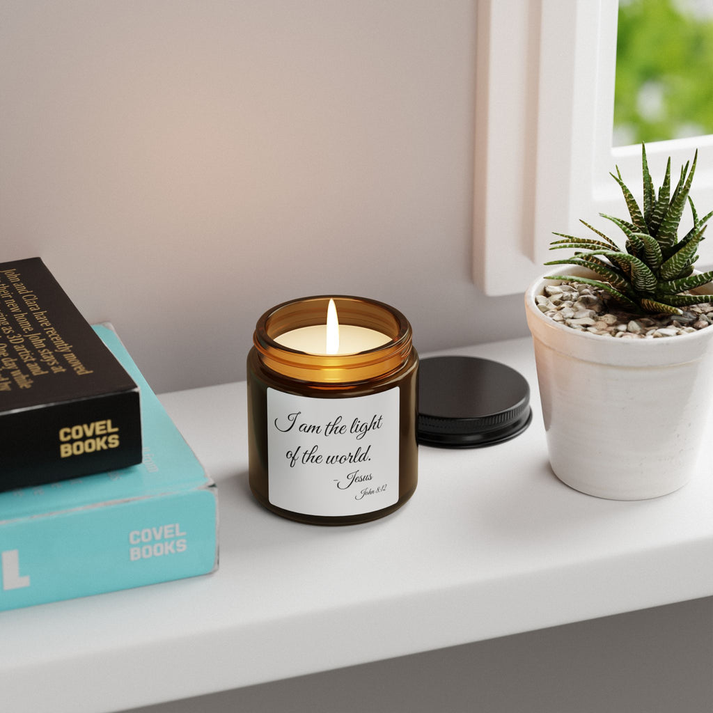 Soy Candle — “I Am the Light of the World” Amber Jar