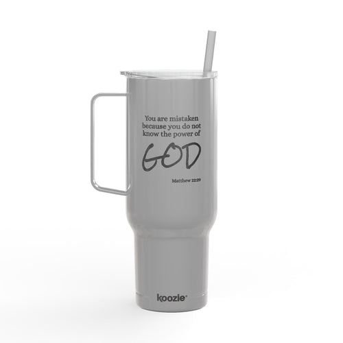 Bible Quote 40oz Engraved Insulated Tumbler with Lid — "You Are Mistaken...God" Inspirational Travel Mug