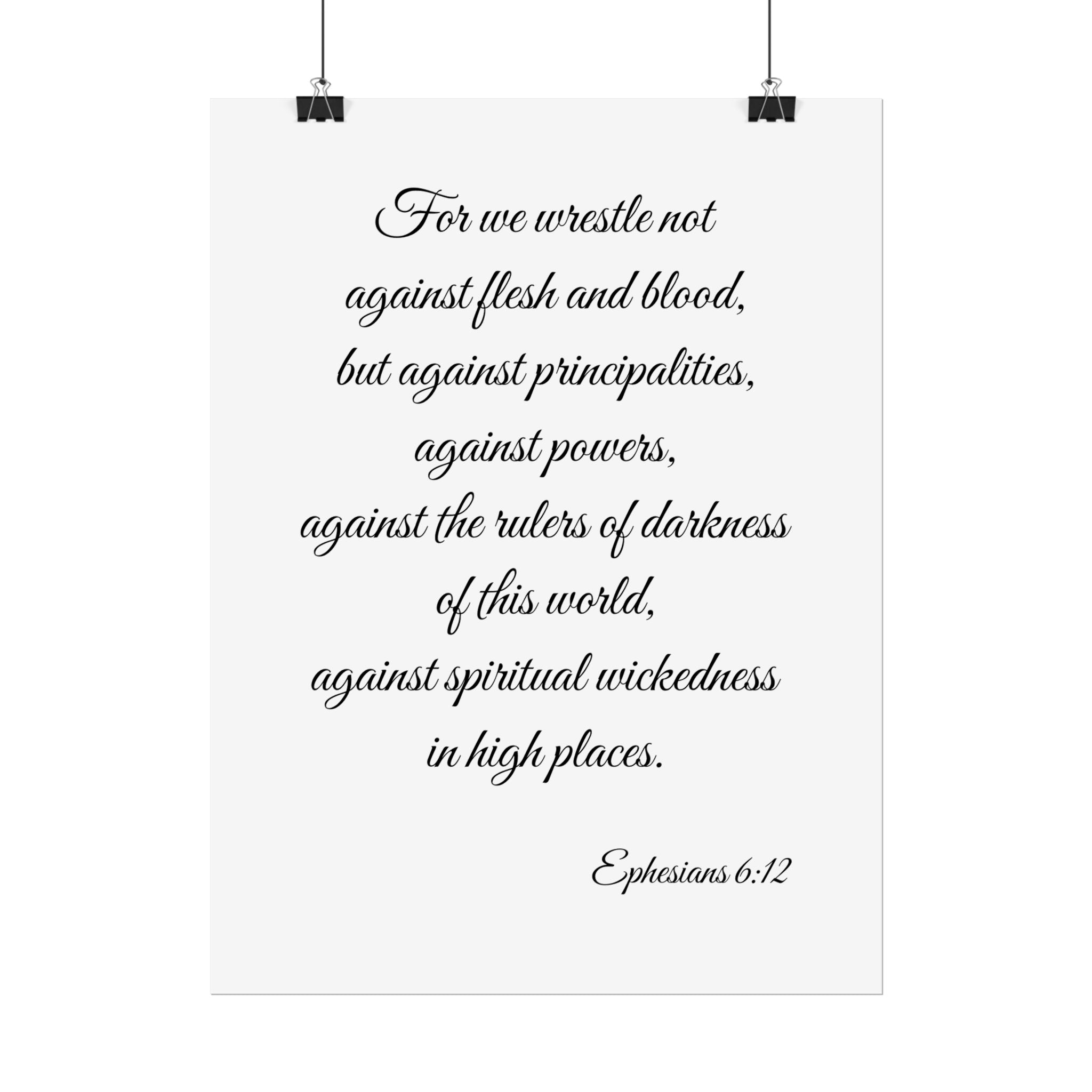 Ephesians 6:12 Scripture Wall Art Poster — Inspirational Christian Poster