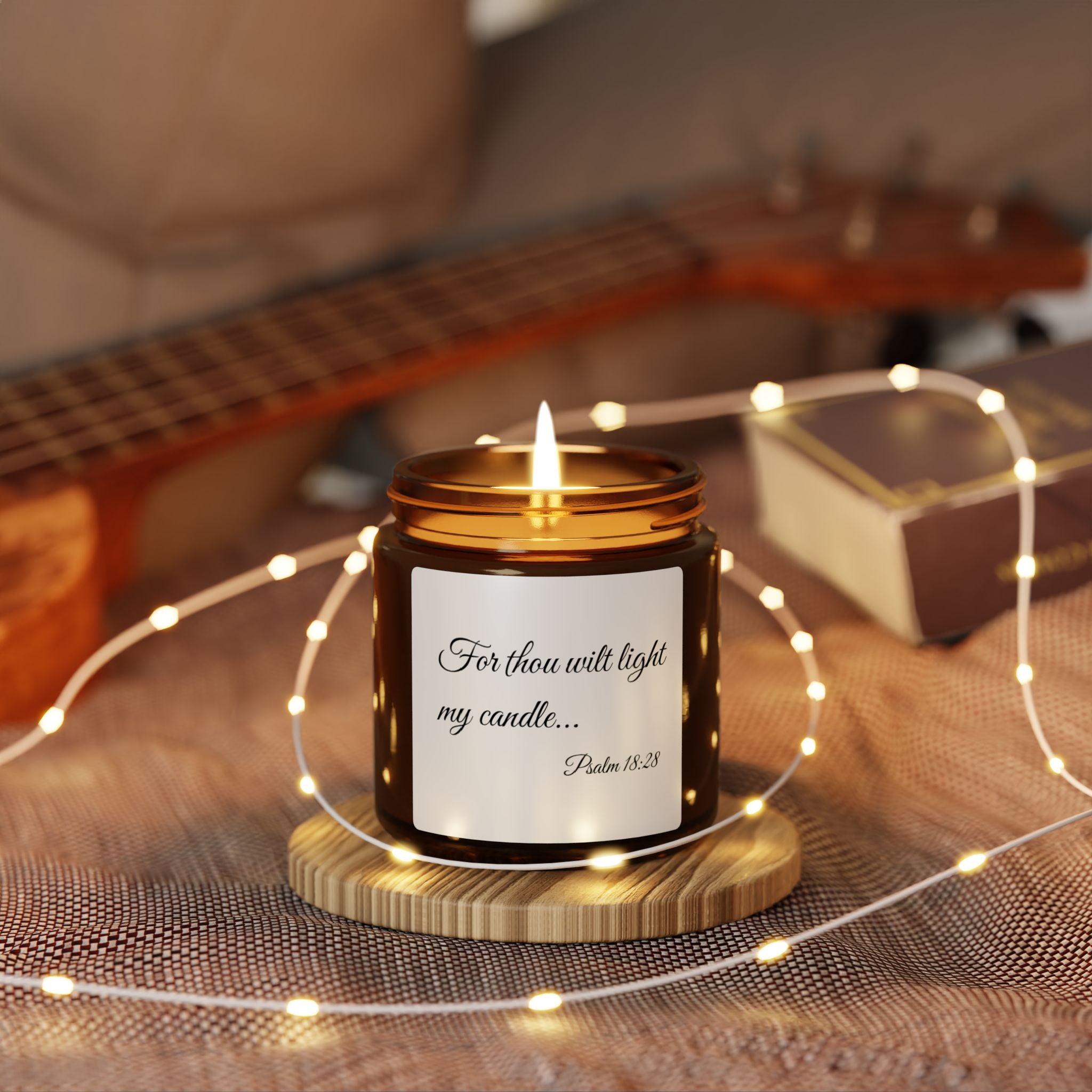 Psalm 18:28 Amber Jar Soy Candle — "For Thou Wilt Light My Candle" (Scented)