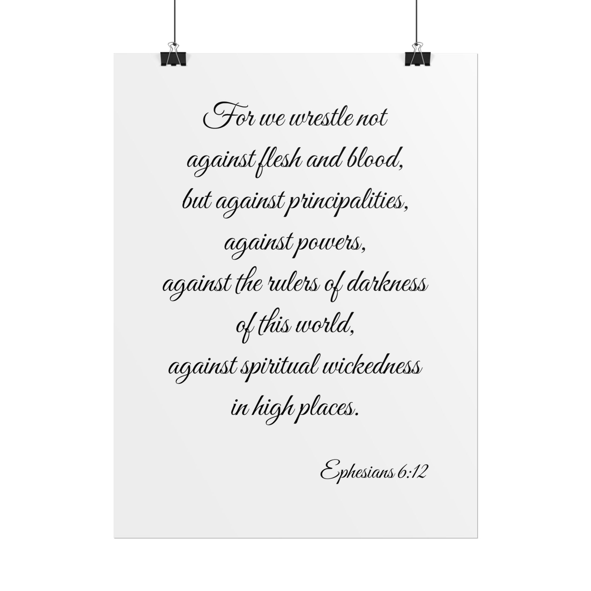 Ephesians 6:12 Scripture Wall Art Poster — Inspirational Christian Poster