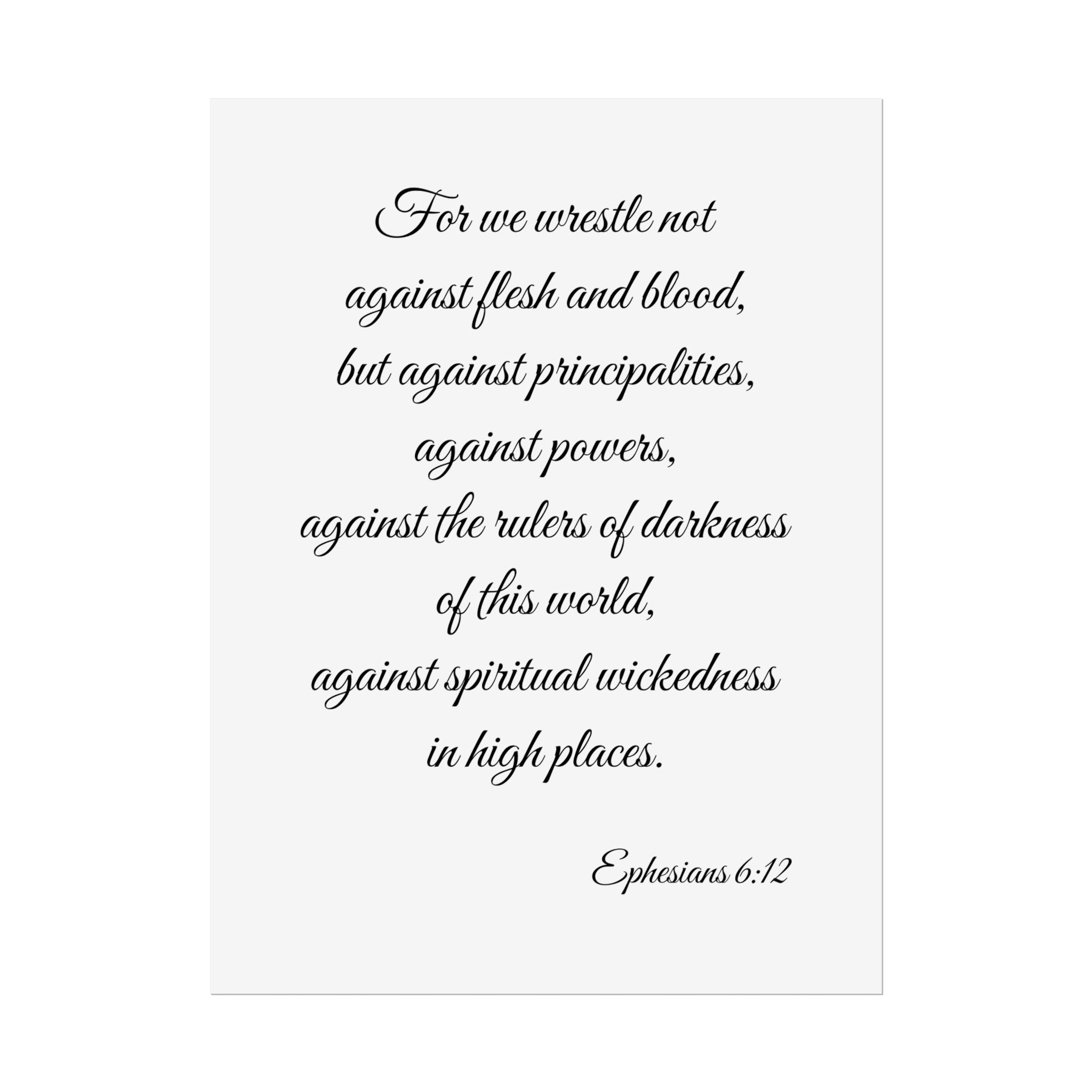 Ephesians 6:12 Scripture Wall Art Poster — Inspirational Christian Poster
