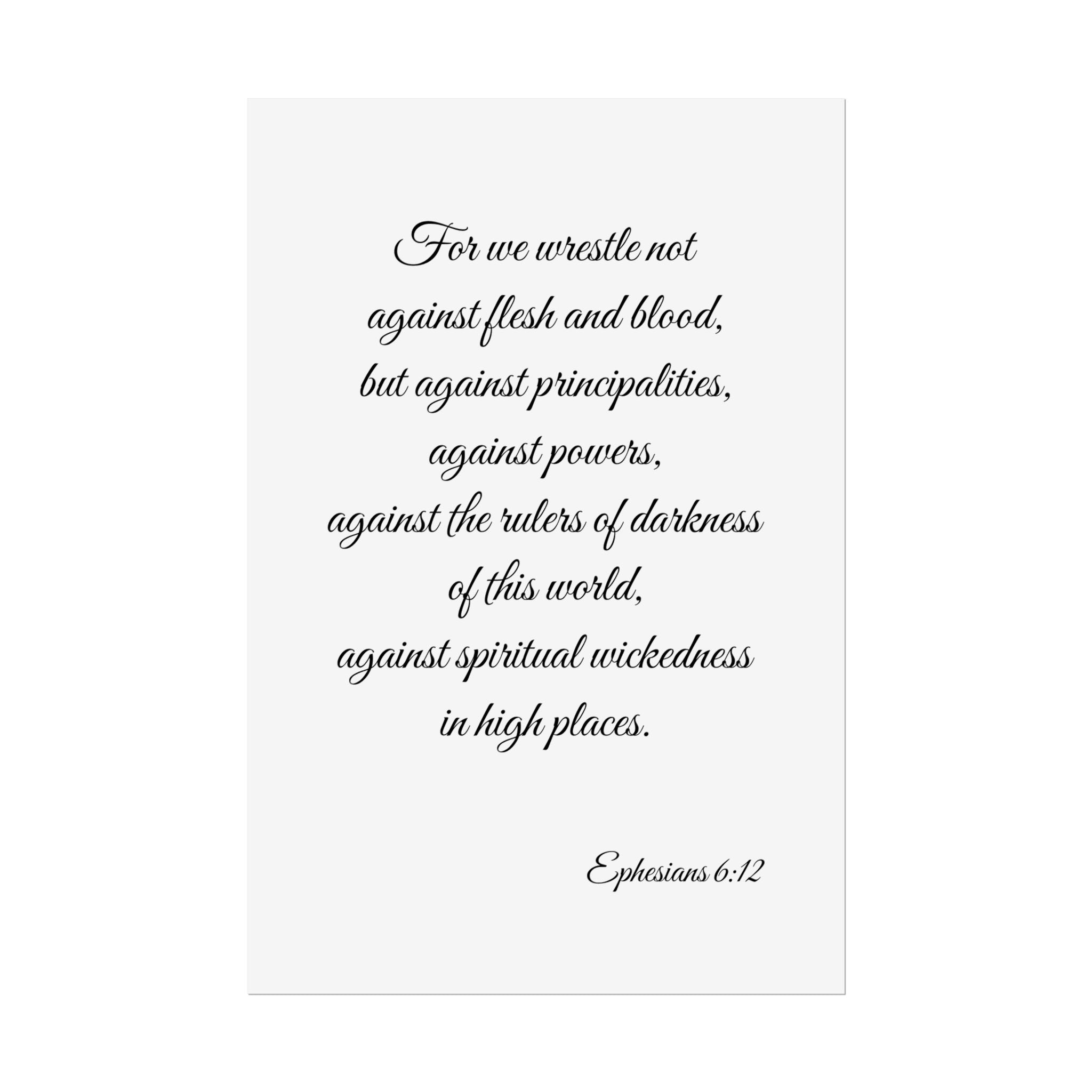 Ephesians 6:12 Scripture Wall Art Poster — Inspirational Christian Poster